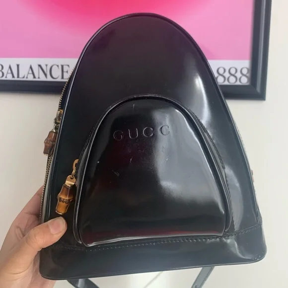 Gucci | Bags | Gucci Bamboo Sling Black Patent Leather  display picture 1